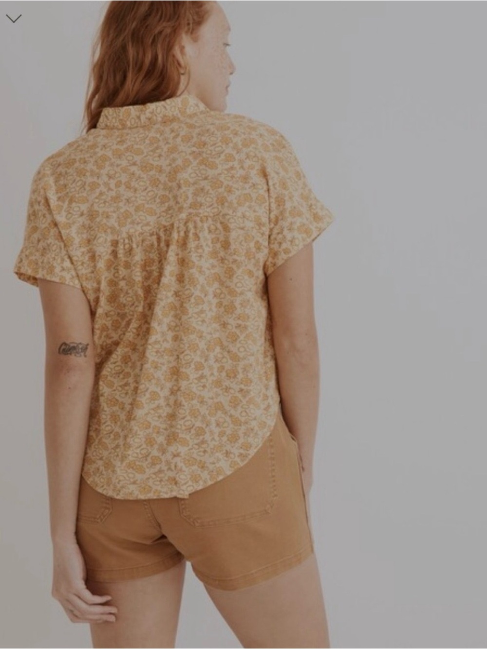 Madewell Hilltop Floral Short-Sleeve Shirt - Yellow Size Medium M
